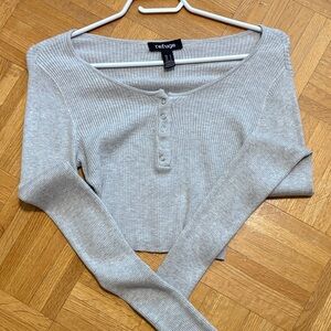 Refuge Light Gray Ribbed Crop Top